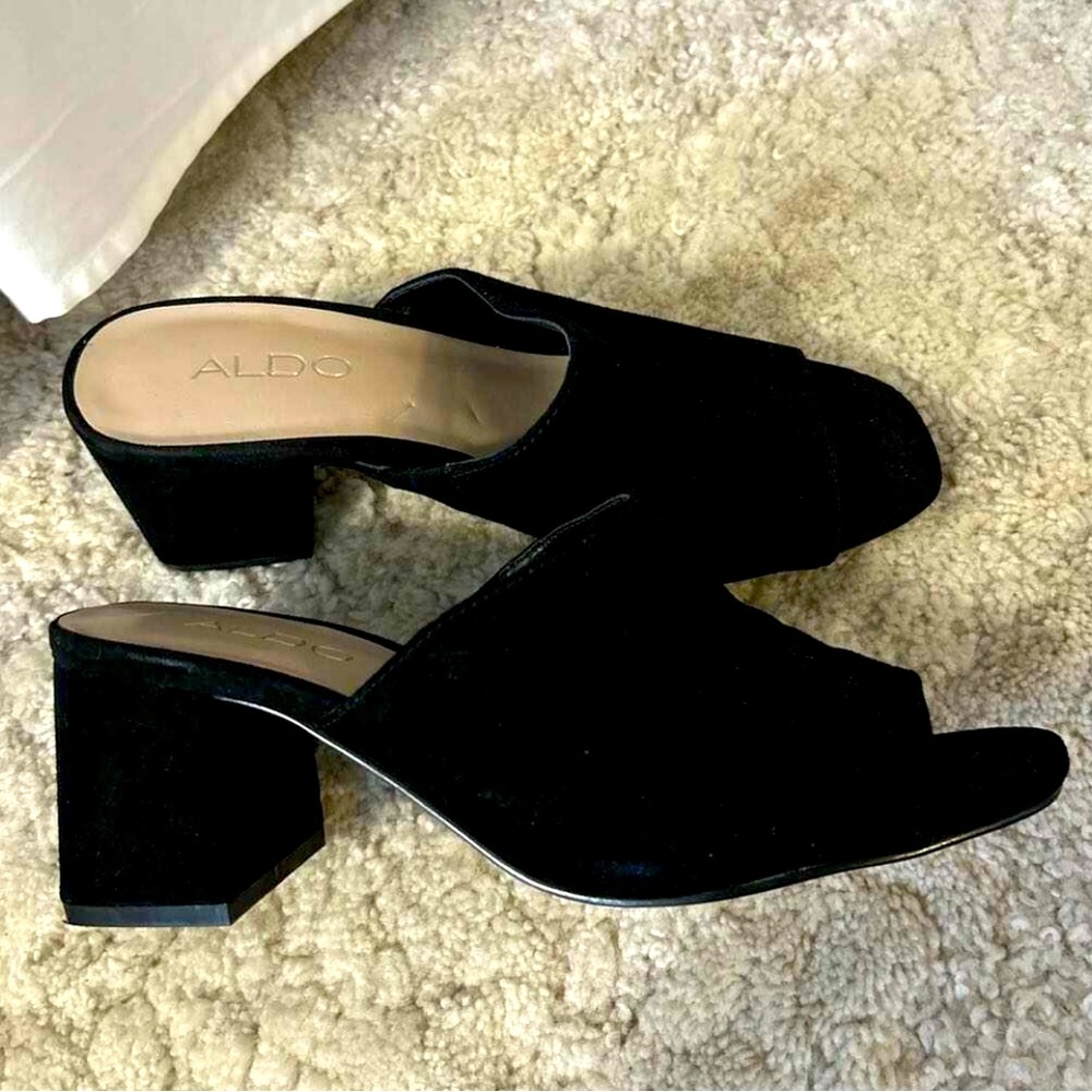 Aldo black suede mules size 6.5